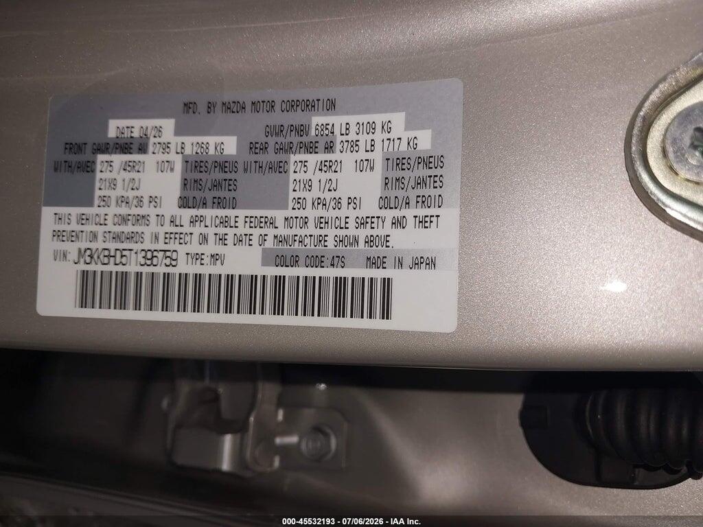 JM3KKBHD5T1396759 2026 MAZDA CX-90 photo no. 9