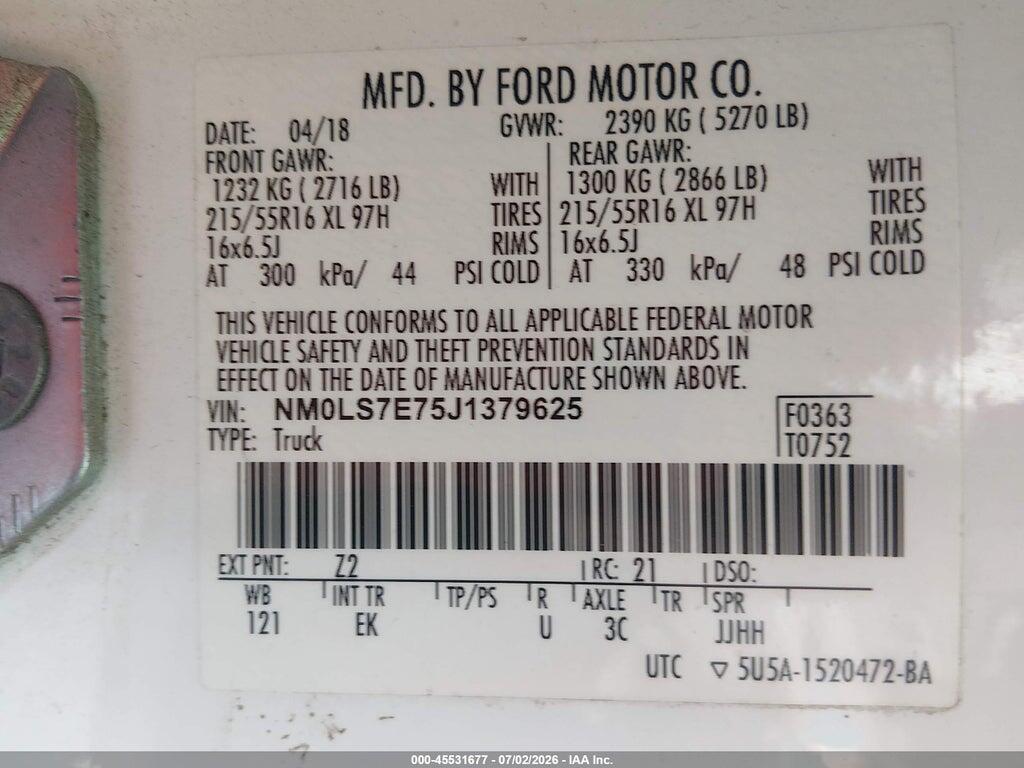 NM0LS7E75J1379625 2018 FORD TRANSIT CONNECT photo no. 9