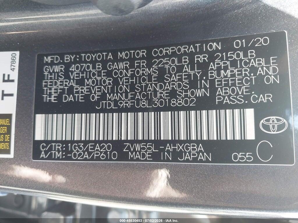 JTDL9RFU8L3018802 2020 TOYOTA PRIUS photo no. 9