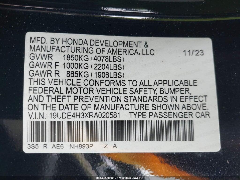 19UDE4H3XRA020581 2024 ACURA INTEGRA photo no. 9