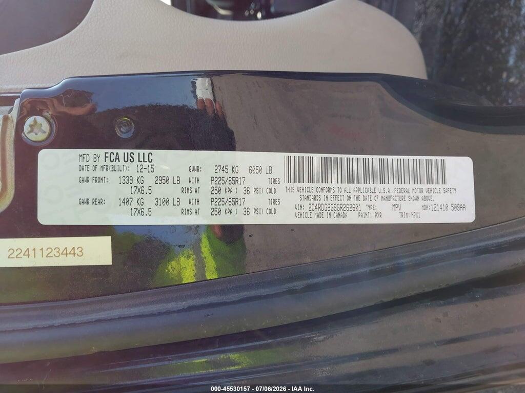 2C4RDGBG9GR262601 2016 DODGE GRAND CARAVAN photo no. 9