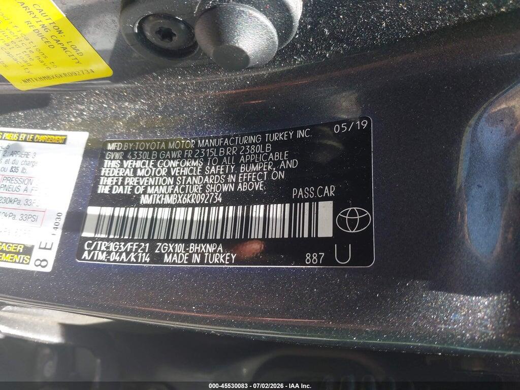 NMTKHMBX6KR092734 2019 TOYOTA C-HR photo no. 9