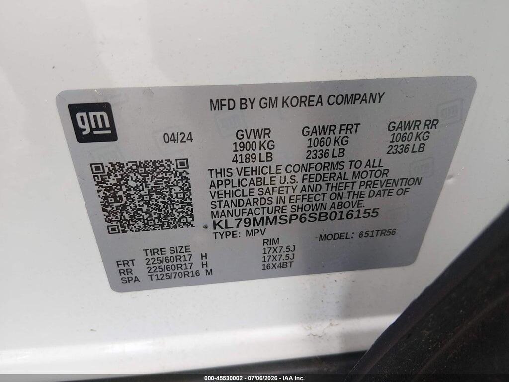 KL79MMSP6SB016155 2025 CHEVROLET TRAILBLAZER photo no. 9
