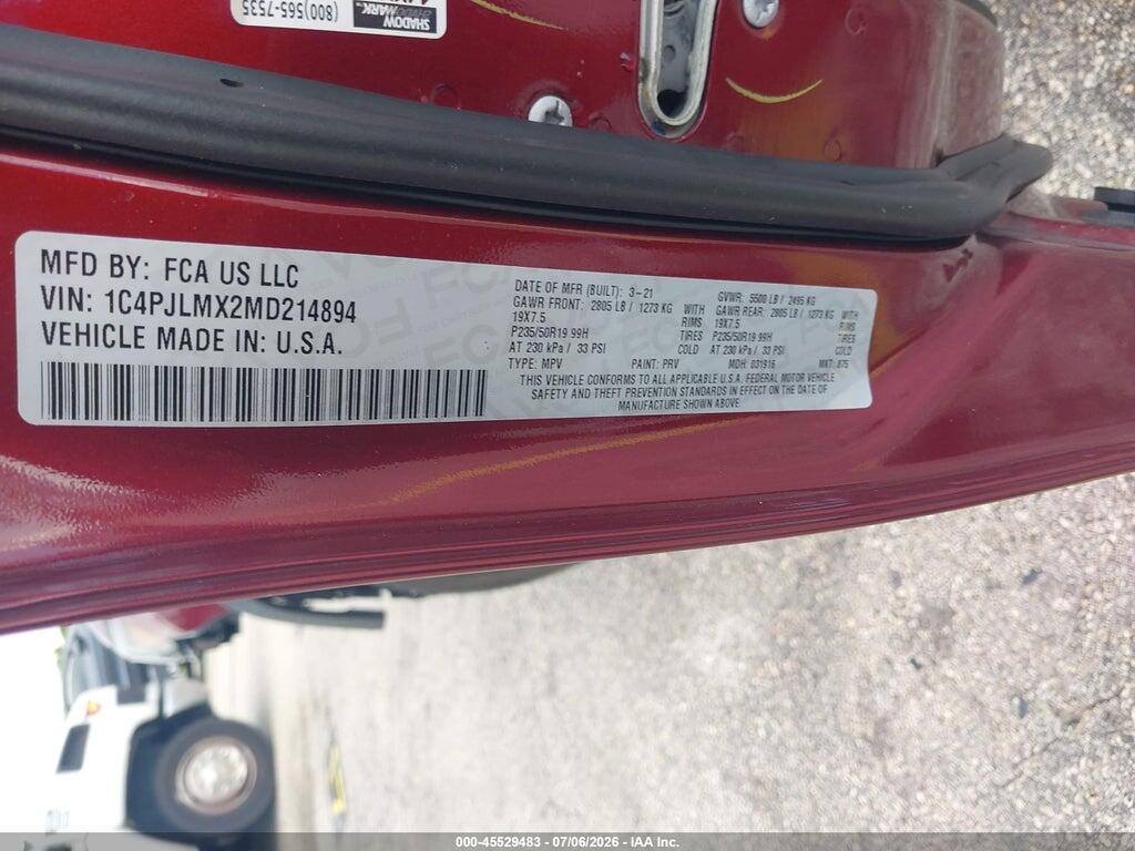 1C4PJLMX2MD214894 2021 JEEP CHEROKEE photo no. 9