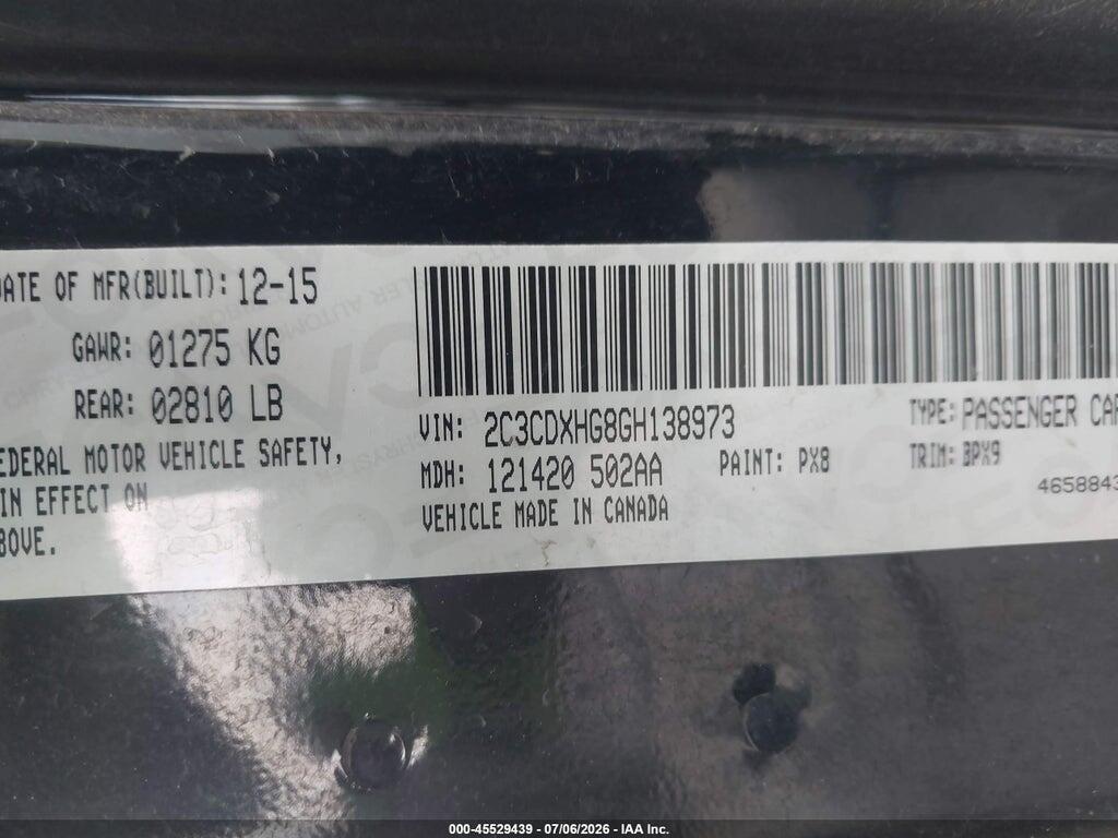 2C3CDXHG8GH138973 2016 DODGE CHARGER photo no. 9