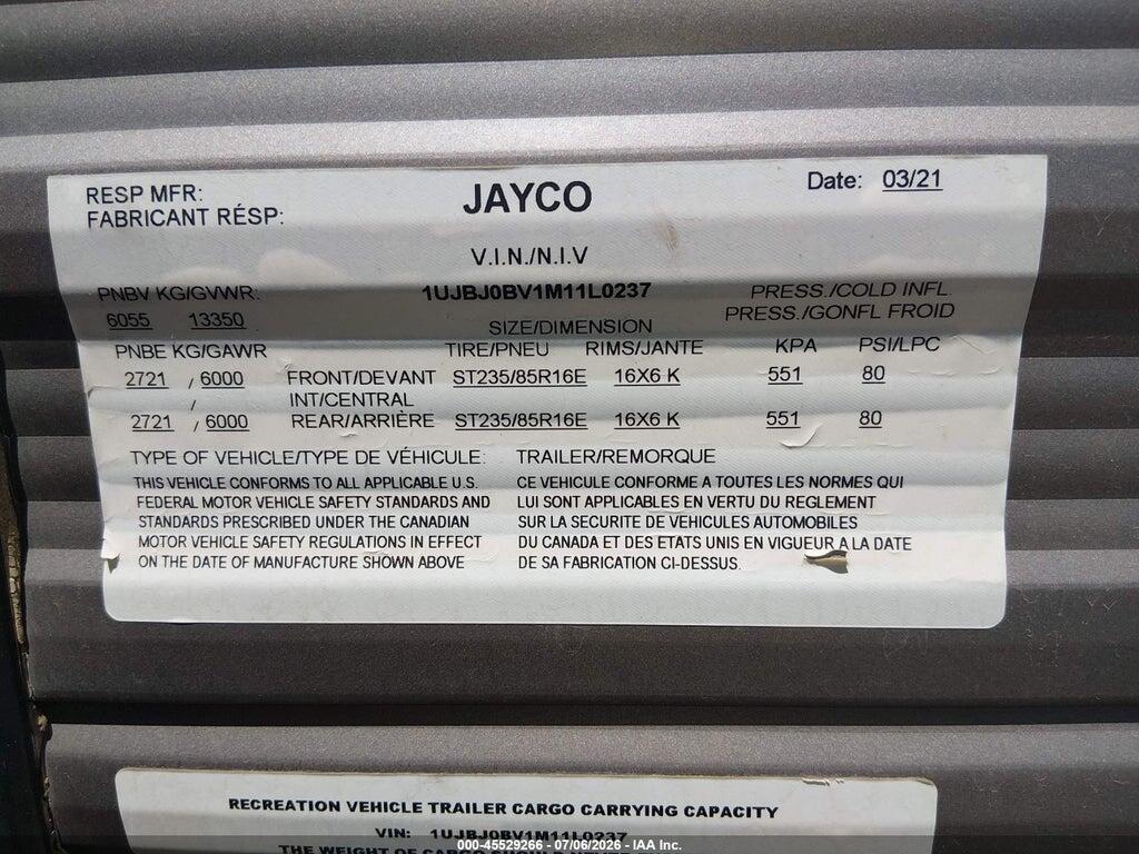 1UJBJ0BV1M11L0237 2021 JAYCO OTHER photo no. 9