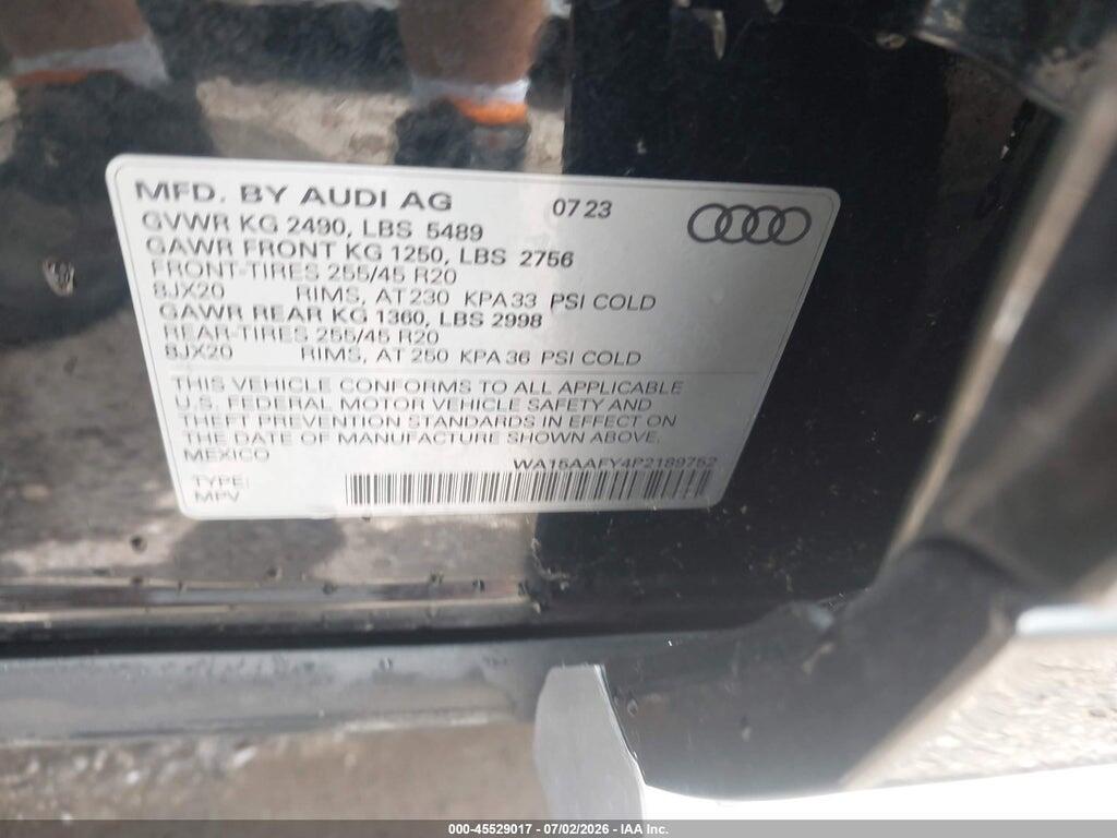 WA15AAFY4P2189752 2023 AUDI Q5 SPORTBACK photo no. 9