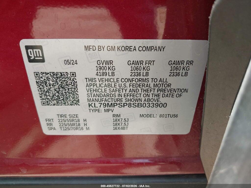KL79MPSP8SB033900 2025 CHEVROLET TRAILBLAZER photo no. 9