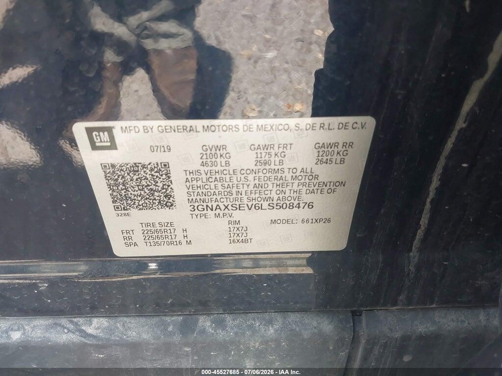 3GNAXSEV6LS508476 2020 CHEVROLET EQUINOX photo no. 9