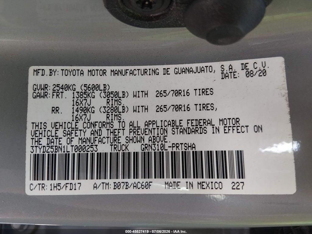 3TYDZ5BN1LT000253 2020 TOYOTA TACOMA photo no. 9