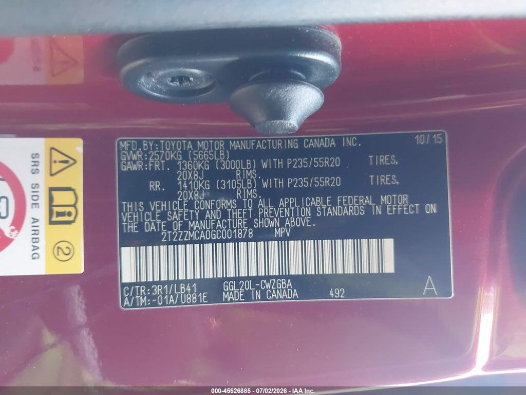 2T2ZZMCA0GC001878 2016 LEXUS RX 350 photo no. 9