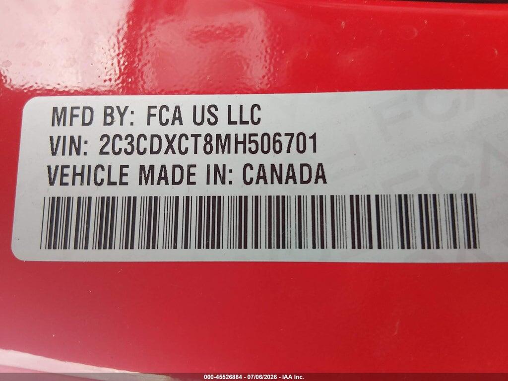 2C3CDXCT8MH506701 2021 DODGE CHARGER photo no. 9