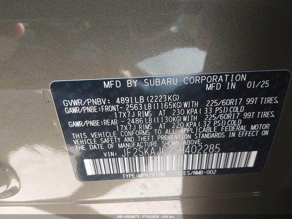 JF2SKAJC2SH402285 2025 SUBARU FORESTER photo no. 9
