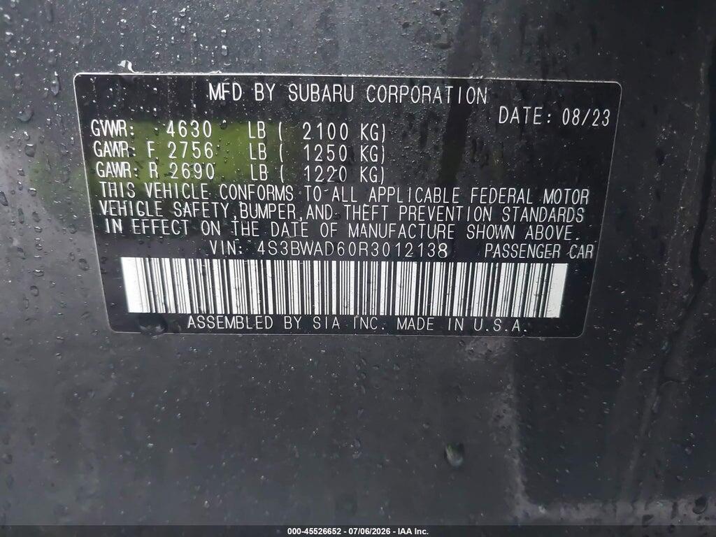 4S3BWAD60R3012138 2024 SUBARU LEGACY photo no. 9