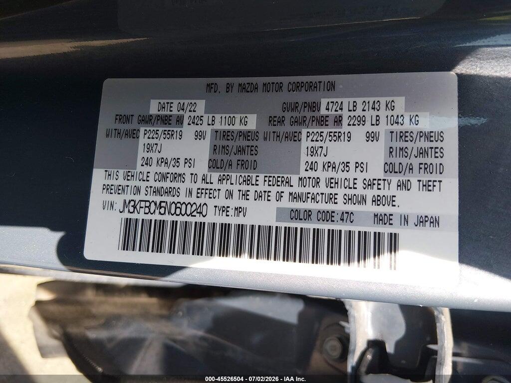 JM3KFBCM5N0600240 2022 MAZDA CX-5 photo no. 9
