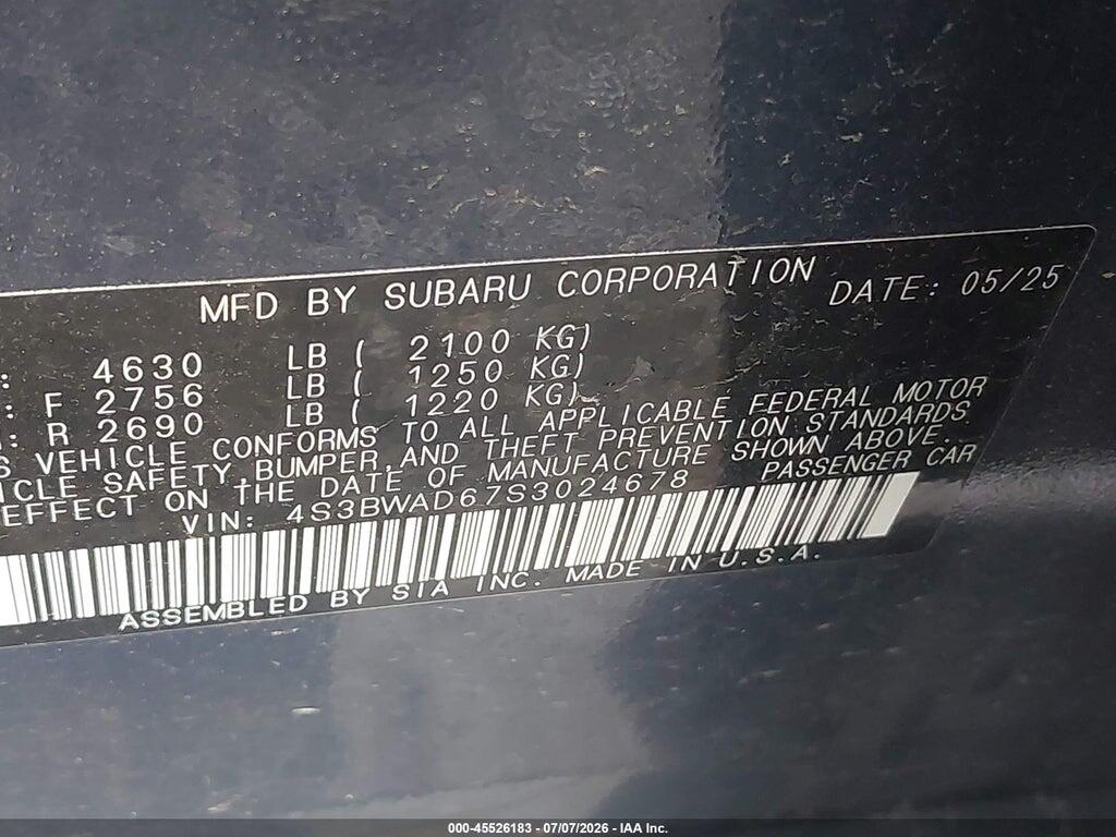 4S3BWAD67S3024678 2025 SUBARU LEGACY photo no. 9