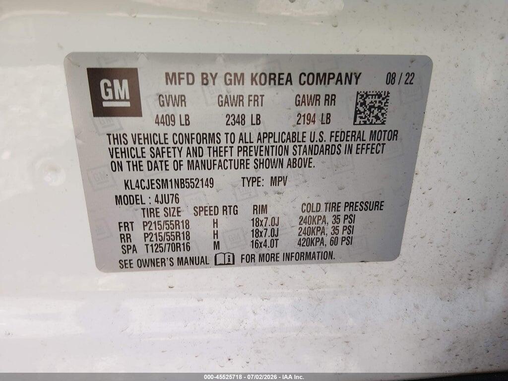 KL4CJESM1NB552149 2022 BUICK ENCORE photo no. 9