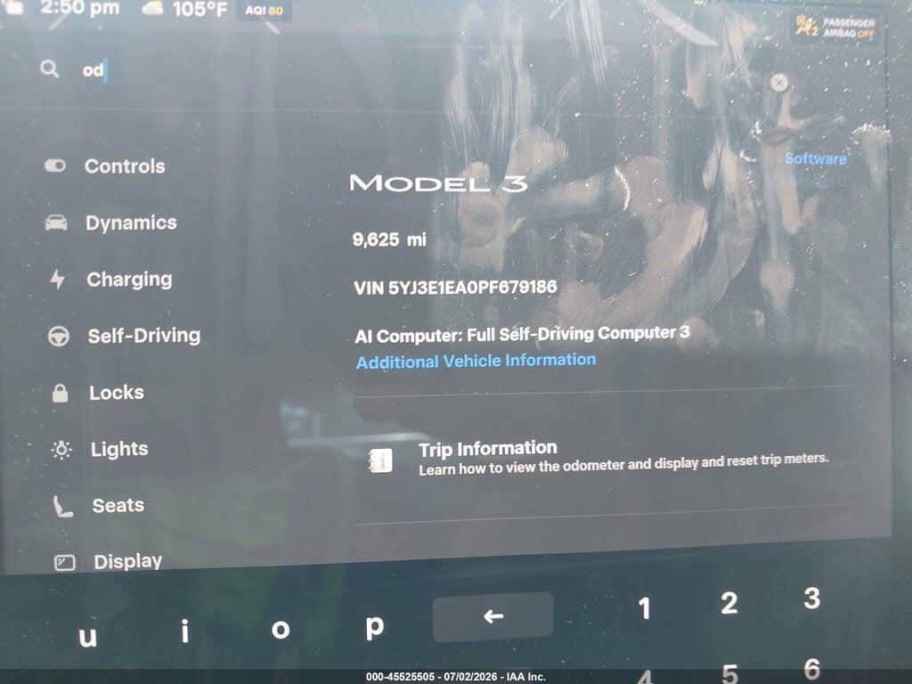 5YJ3E1EA0PF679186 2023 TESLA MODEL 3 photo no. 7