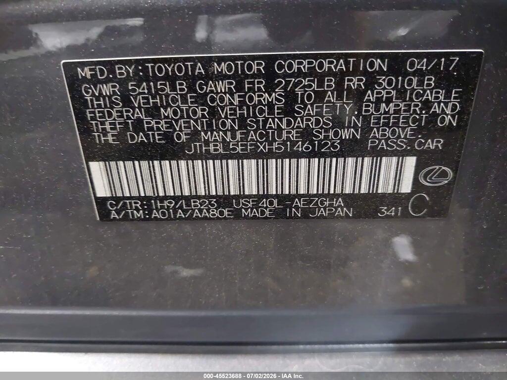 JTHBL5EFXH5146123 2017 LEXUS LS 460 photo no. 9