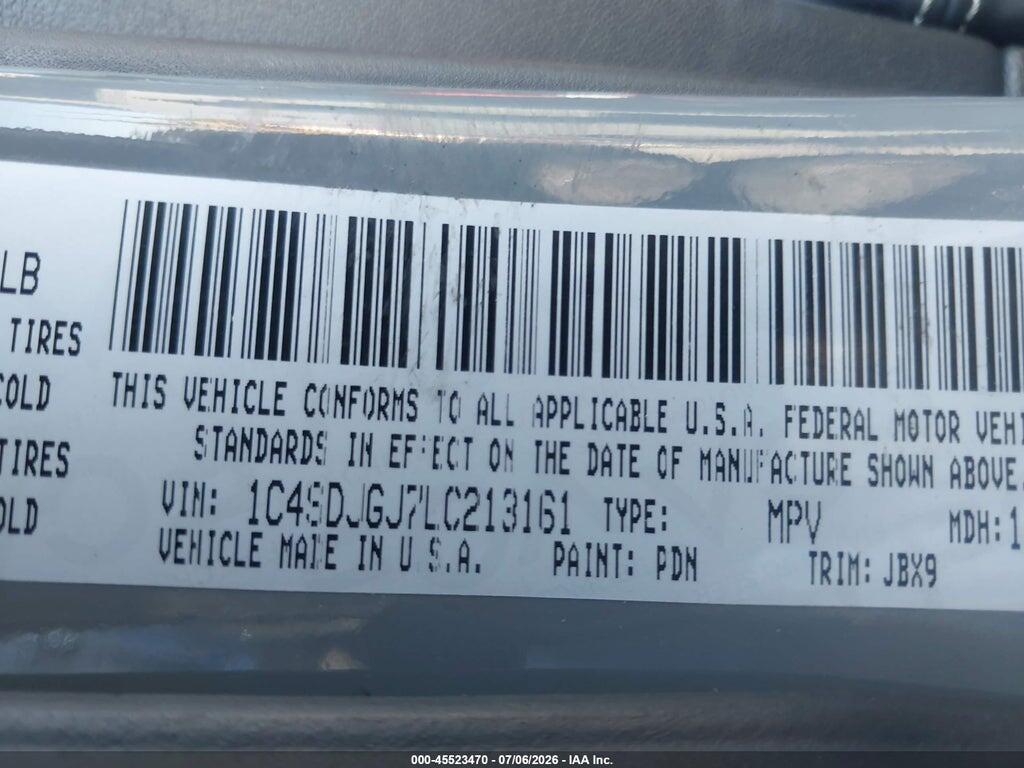 1C4SDJGJ7LC213161 2020 DODGE DURANGO photo no. 9