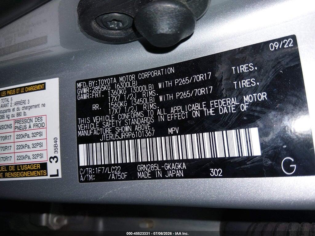 JTERU5JR9P6101367 2023 TOYOTA 4RUNNER photo no. 9
