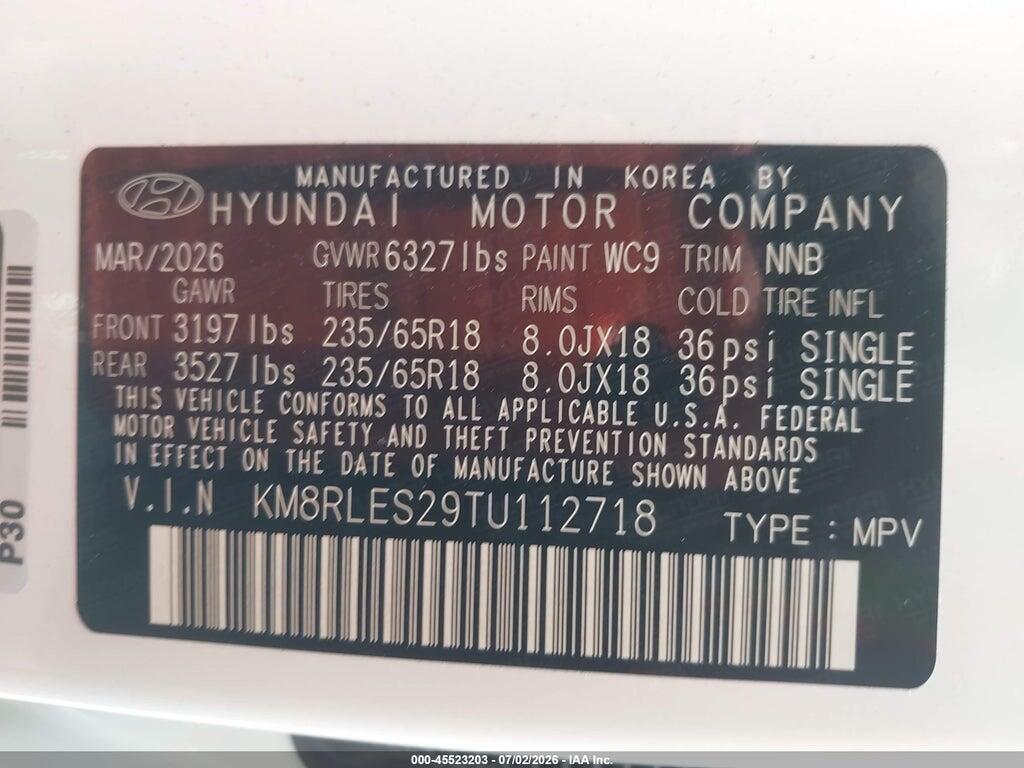 KM8RLES29TU112718 2026 HYUNDAI PALISADE photo no. 9