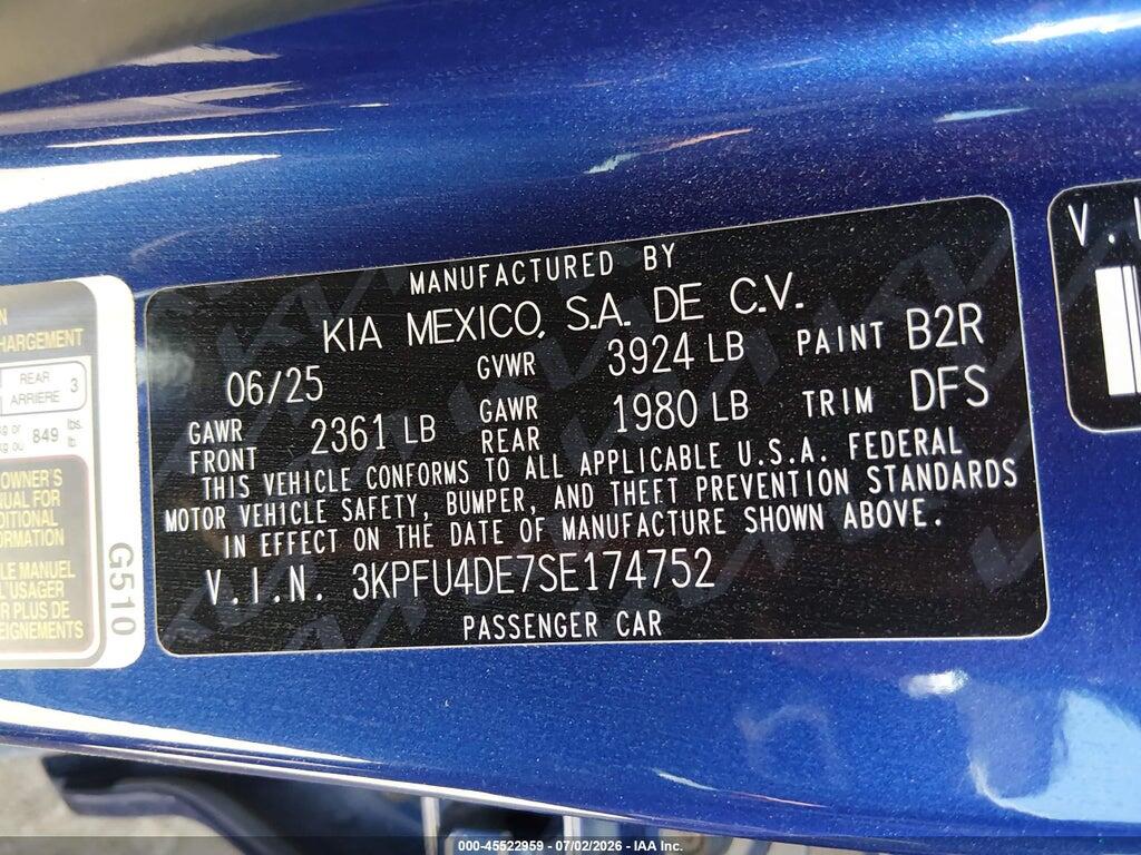 3KPFU4DE7SE174752 2025 KIA K4 photo no. 9