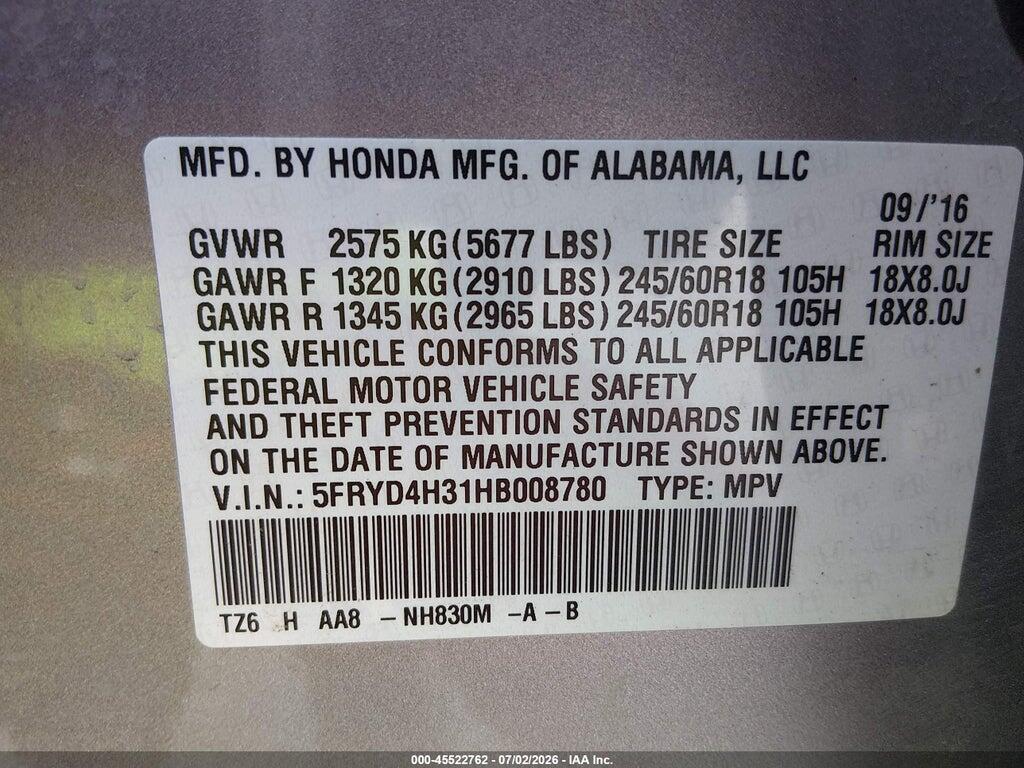 5FRYD4H31HB008780 2017 ACURA MDX photo no. 9