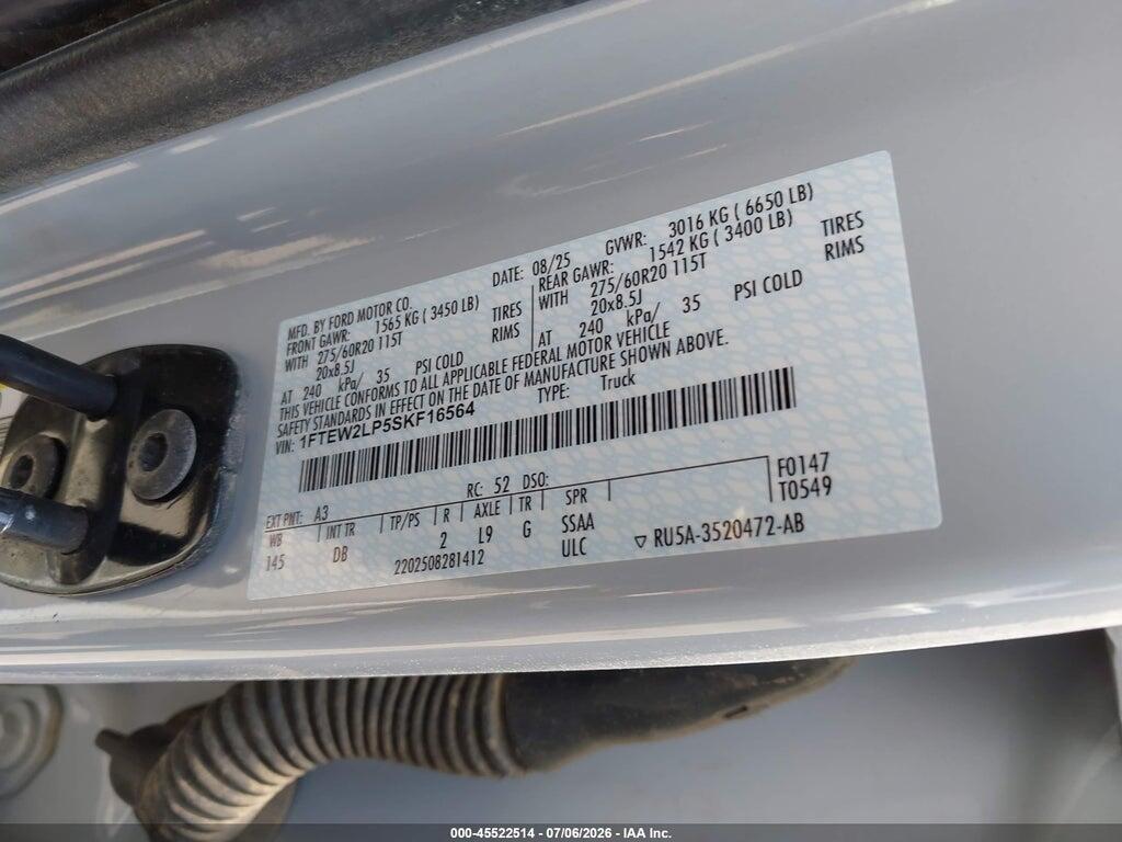 1FTEW2LP5SKF16564 2025 FORD F-150 photo no. 9