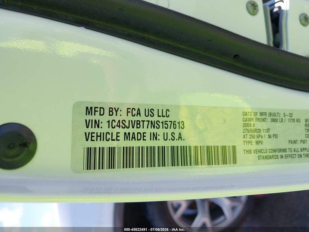 1C4SJVBT7NS157613 2022 JEEP WAGONEER photo no. 9