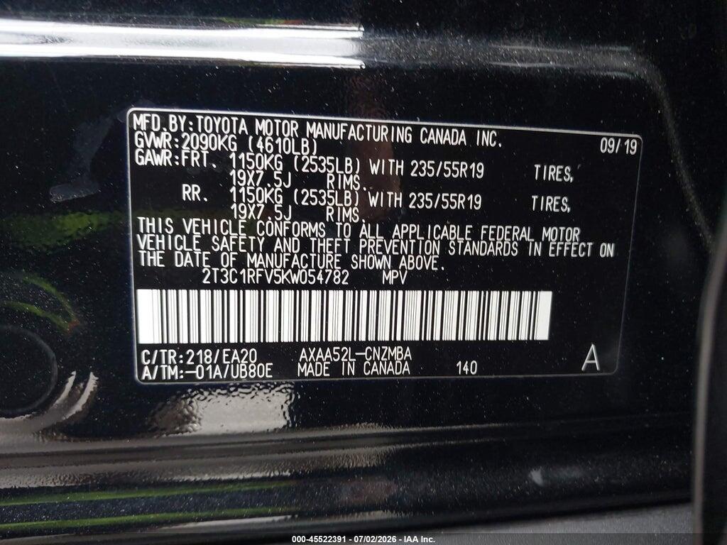 2T3C1RFV5KW054782 2019 TOYOTA RAV4 photo no. 9