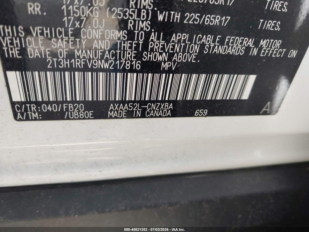 2T3H1RFV9NW217816 2022 TOYOTA RAV4 photo no. 9