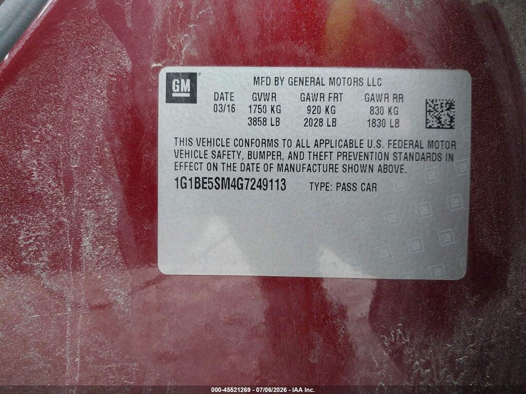 1G1BE5SM4G7249113 2016 CHEVROLET CRUZE photo no. 9
