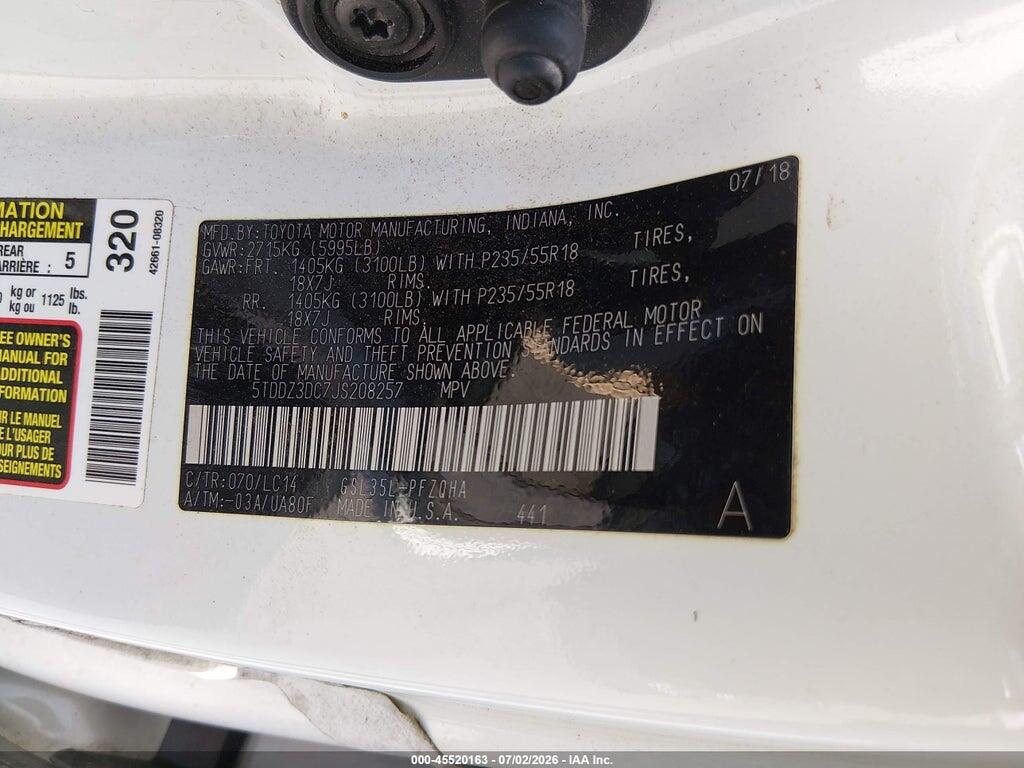 5TDDZ3DC7JS208257 2018 TOYOTA SIENNA photo no. 9