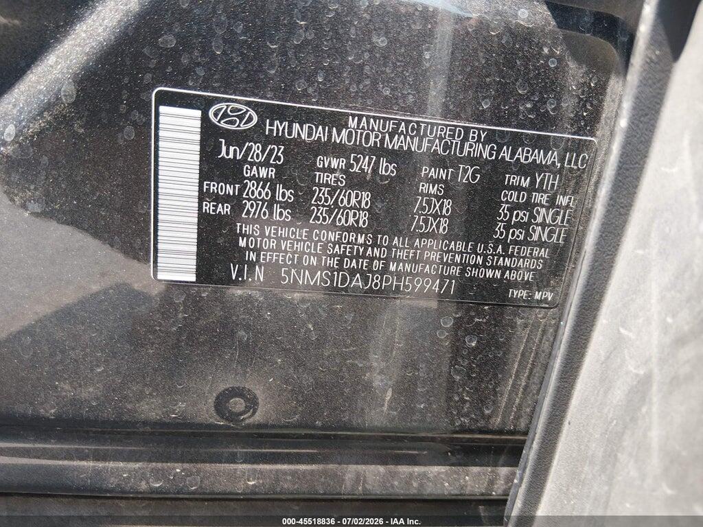 5NMS1DAJ8PH599471 2023 HYUNDAI SANTA FE photo no. 9