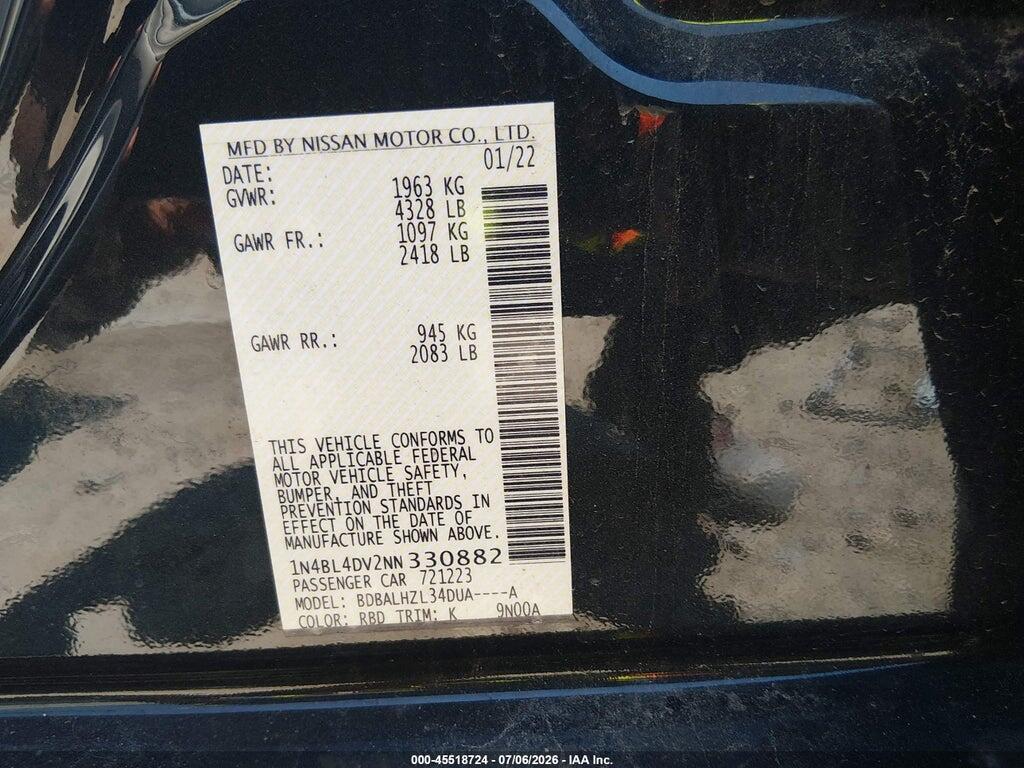 1N4BL4DV2NN330882 2022 NISSAN ALTIMA photo no. 9