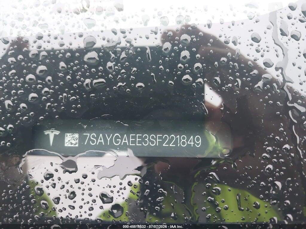 7SAYGAEE3SF221849 2025 TESLA MODEL Y photo no. 9