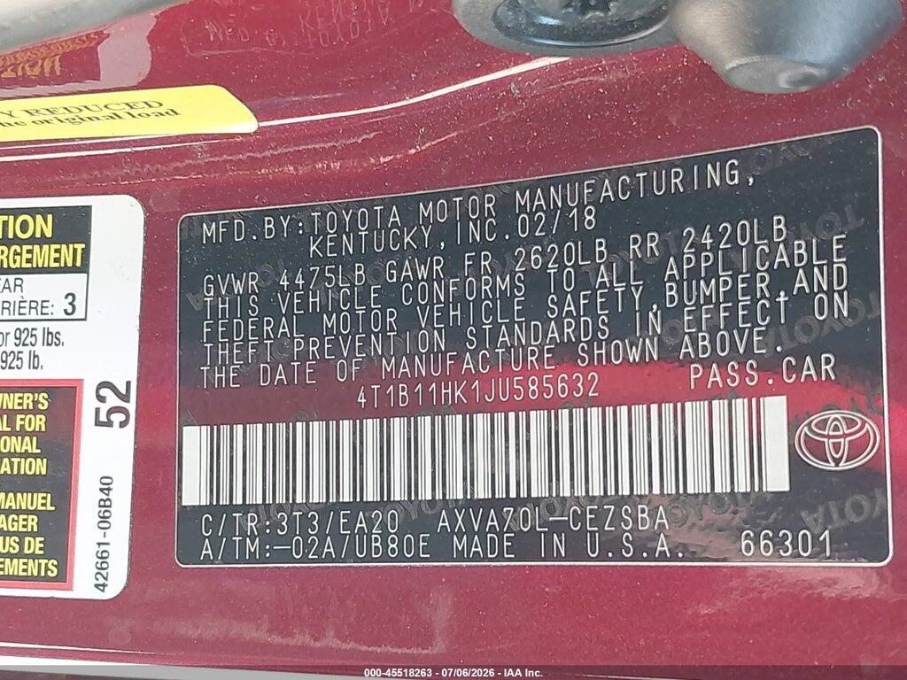 4T1B11HK1JU585632 2018 TOYOTA CAMRY photo no. 9