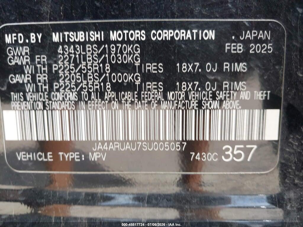 JA4ARUAU7SU005057 2025 MITSUBISHI OUTLANDER SPORT photo no. 9