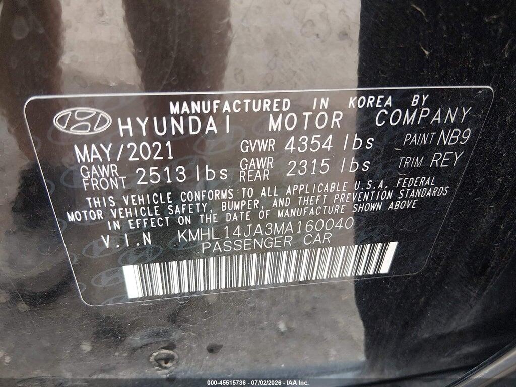 KMHL14JA3MA160040 2021 HYUNDAI SONATA photo no. 9