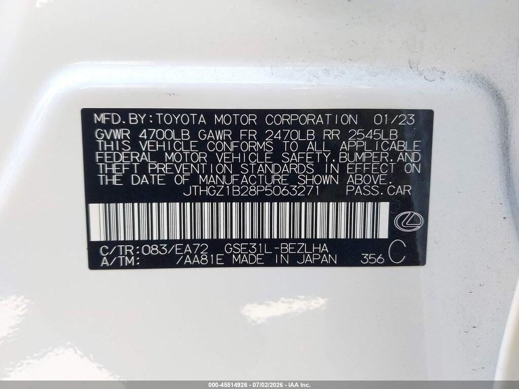 JTHGZ1B28P5063271 2023 LEXUS IS 350 photo no. 9
