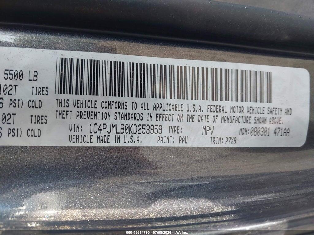 1C4PJMLB0KD253959 2019 JEEP CHEROKEE photo no. 9
