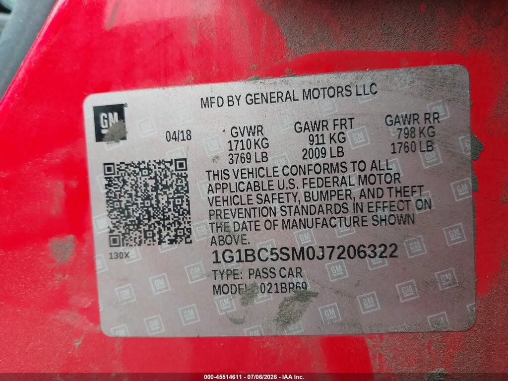 1G1BC5SM0J7206322 2018 CHEVROLET CRUZE photo no. 9