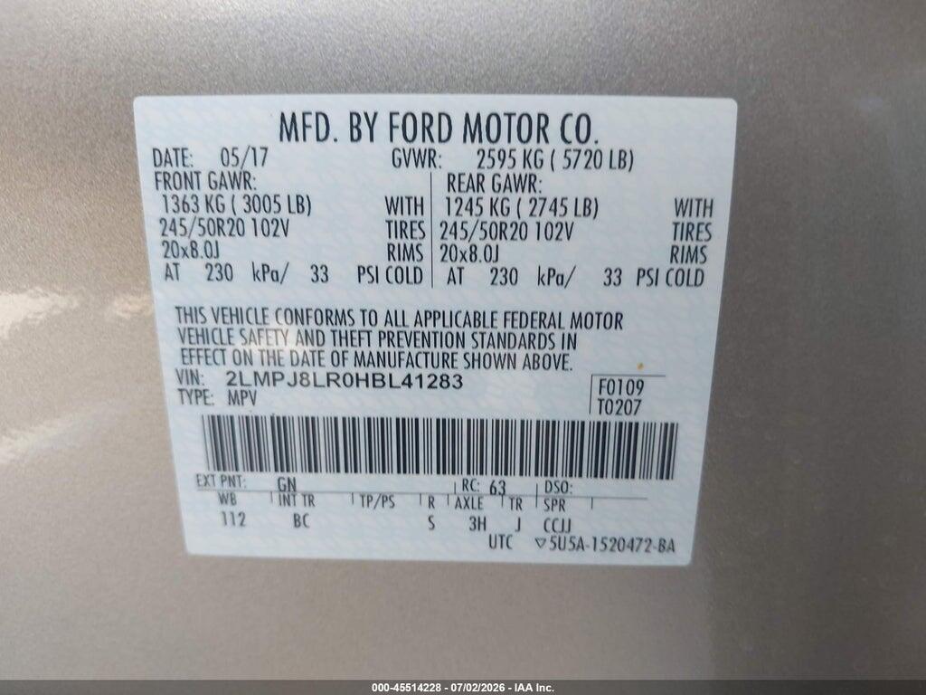 2LMPJ8LR0HBL41283 2017 LINCOLN MKX photo no. 9