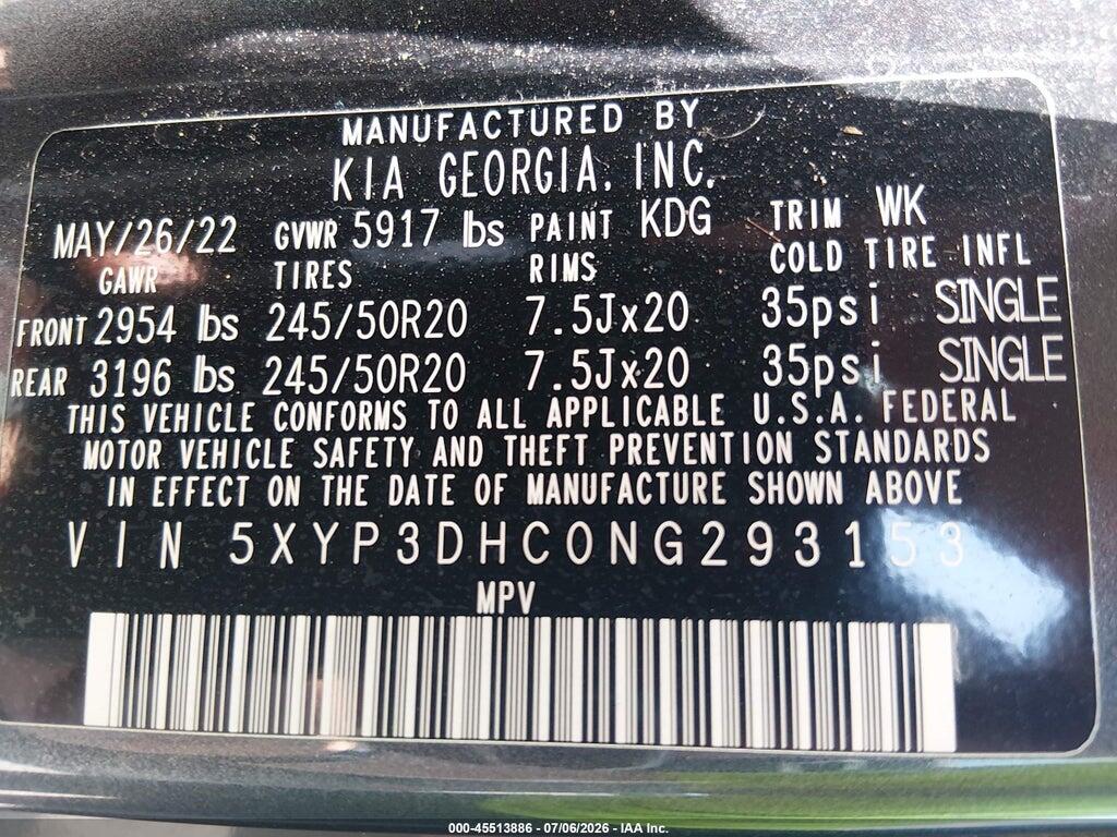 5XYP3DHC0NG293153 2022 KIA TELLURIDE photo no. 9