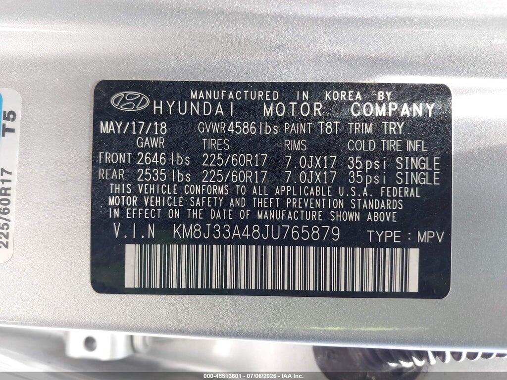 KM8J33A48JU765879 2018 HYUNDAI TUCSON photo no. 9