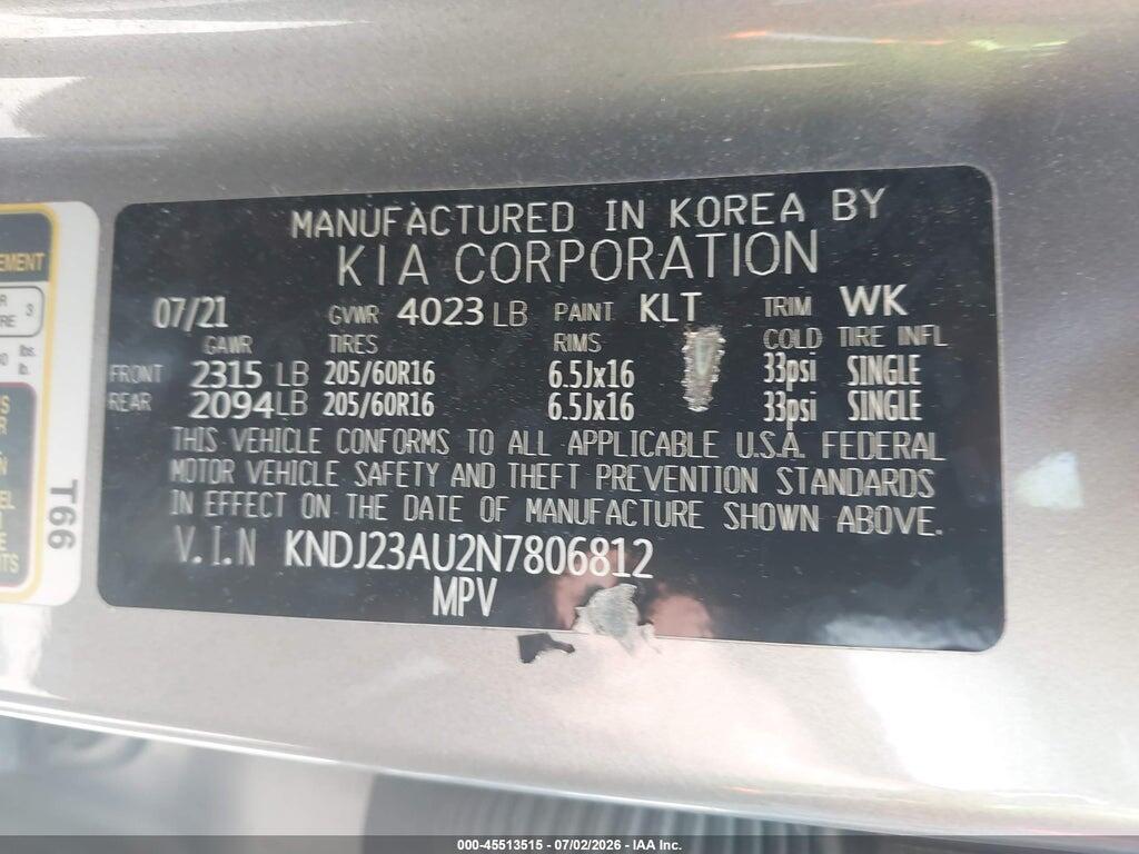 KNDJ23AU2N7806812 2022 KIA SOUL photo no. 9