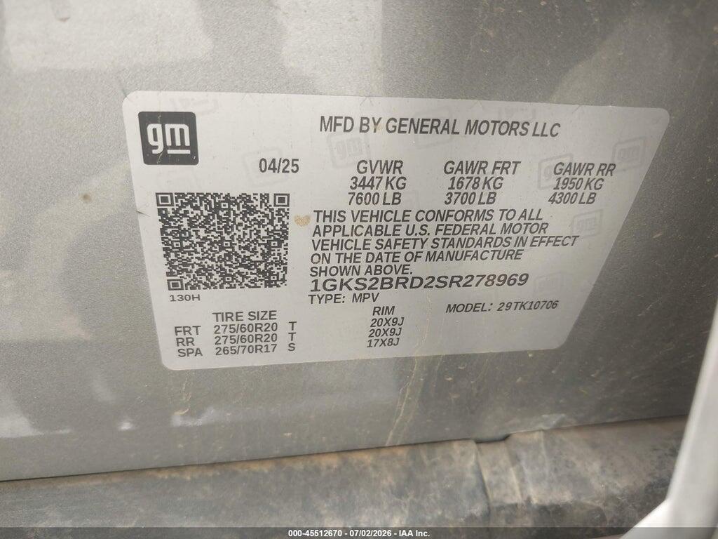 1GKS2BRD2SR278969 2025 GMC YUKON photo no. 9