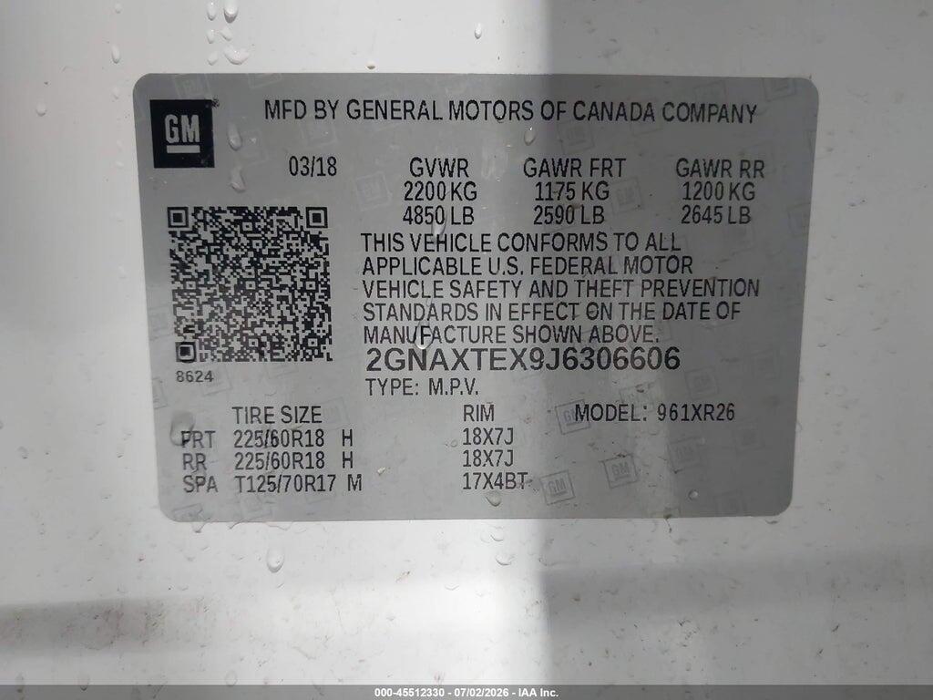 2GNAXTEX9J6306606 2018 CHEVROLET EQUINOX photo no. 9