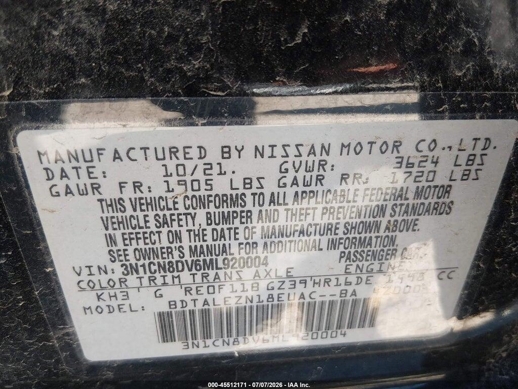 3N1CN8DV6ML920004 2021 NISSAN VERSA photo no. 9